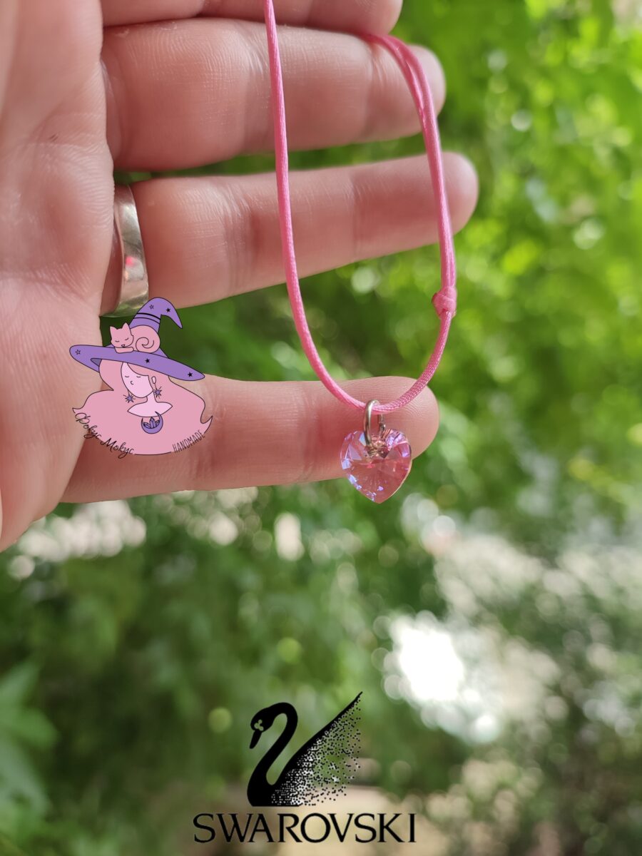 Гривна със сърчице Swarovski Light Rose AB