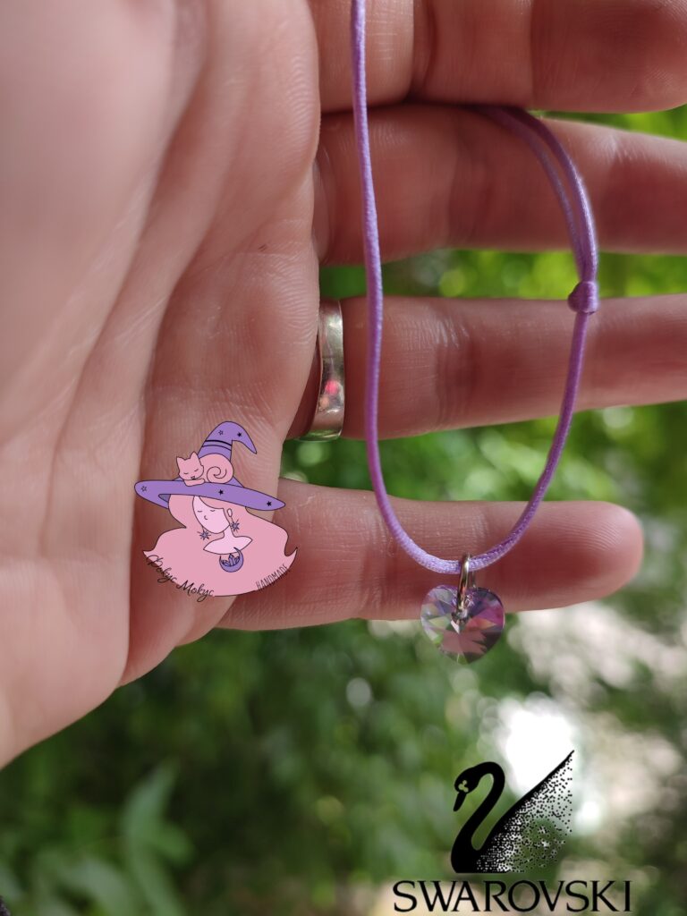Гривна със сърчице Swarovski Violet