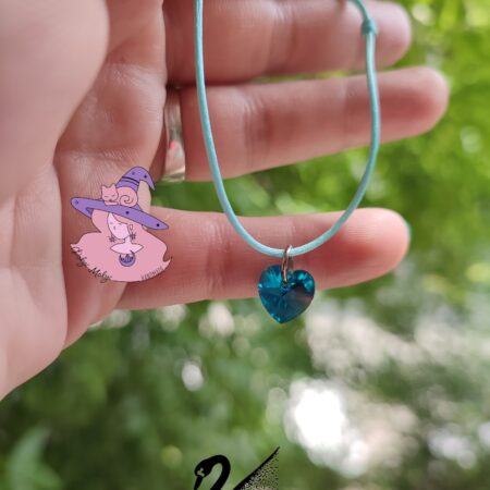 Гривна със сърчице Swarovski Blue Zircon AB