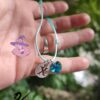 Гривна със сърчице Swarovski Blue Zircon AB и буквичка