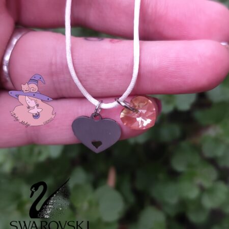 Гривна със сърчице Swarovski CR Golden Shadow и гравирано сърце